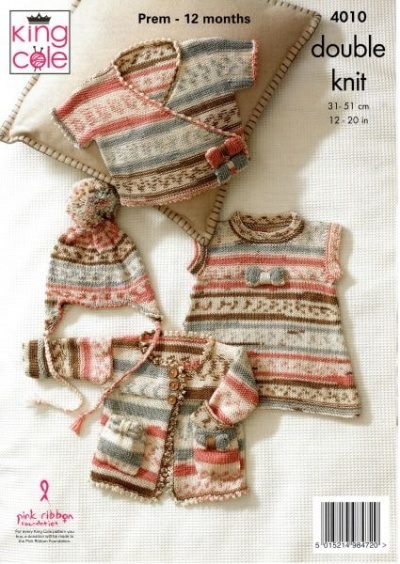 Knitting Pattern - King Cole 4010 - Cherish DK - Baby Set